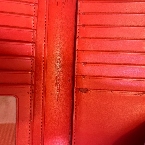 Red Long Coach Wallet with Zip Pouch - Picture 6 of 7
